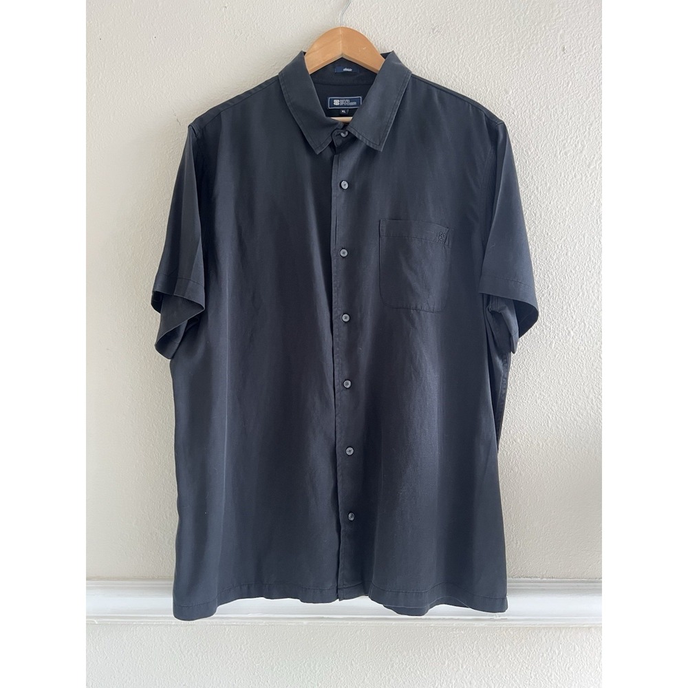 Reyn Spooner Linen Blend Button Up Shirt XL Relaxed Coastal Casual Minimalist